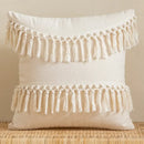 Bohemian tufted tassel pillow case beige geometric living room cushion