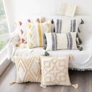 Bohemian tufted tassel pillow case beige geometric living room cushion