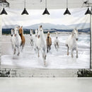 Bohemian white & brown horse print wall hanging living room tapestry