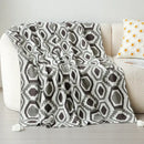 Bohemian winter blanket orange & white knitted throw bedroom decor