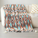 Bohemian winter blanket orange & white knitted throw bedroom decor