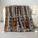 Bohemian winter blanket orange & white knitted throw bedroom decor