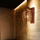 Boho bamboo wall sconce light – corridor woven wood slat design