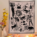 Boho beige and red constellation tarot boho tapestry bedroom decor