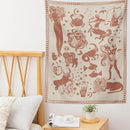 Boho beige and red constellation tarot boho tapestry bedroom decor