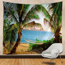 Boho beige beach view mandala tapestry bedroom wall hanging
