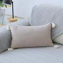 Boho beige linen tassel pillow cover set for living room sofa