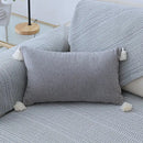 Boho beige linen tassel pillow cover set for living room sofa