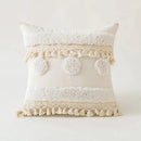 Boho beige tufted fringed cushion cover living room pillow case