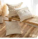 Boho beige tufted fringed cushion cover living room pillow case
