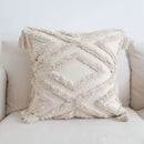 Boho beige white striped pillow cases living room tassel fringed decor