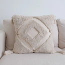 Boho beige white striped pillow cases living room tassel fringed decor