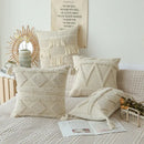 DecorBites™ Boho Beige White Tufted Tassel Pillow Cover Set