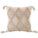DecorBites™ Boho Beige White Tufted Tassel Pillow Cover Set