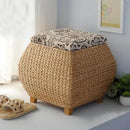 Boho beige woven rattan 3-in-1 storage stool bedroom footrest