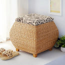 Boho beige woven rattan 3-in-1 storage stool bedroom footrest