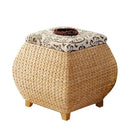 Boho beige woven rattan 3-in-1 storage stool bedroom footrest
