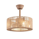 Boho beige woven rattan ceiling fan light for living room