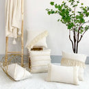 Boho beige & yellow linen cotton pillow cover living room decor