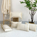 Boho beige & yellow linen cotton pillow cover living room decor