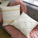 Boho beige & yellow linen cotton pillow cover living room decor