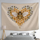 Boho black and gold bee daisy wall hanging bedroom tapestry