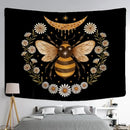 Boho black and gold bee daisy wall hanging bedroom tapestry