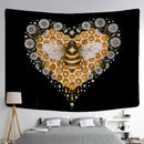 Boho black and gold bee daisy wall hanging bedroom tapestry
