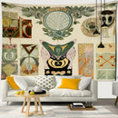 Boho black and gold moon starry sky mushroom tapestry bedroom decor