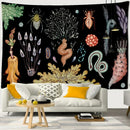 Boho black and gold moon starry sky mushroom tapestry bedroom decor