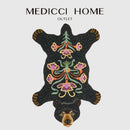 Boho black bear rug floral embroidered bedroom area carpet