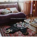 Boho black bear rug floral embroidered bedroom area carpet