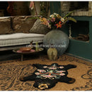 Boho black bear rug floral embroidered bedroom area carpet