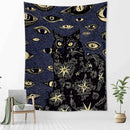 Boho black & gold cat eyes tapestry bedroom celestial wall decor