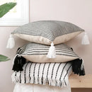 Boho black & white jacquard flower pillow case living room decor