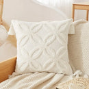 DecorBites™ Boho Beige White Tufted Tassel Cushion Cover Linen Cotton Embroidered Pillow Case