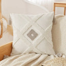 DecorBites™ Boho Beige White Tufted Tassel Cushion Cover Linen Cotton Embroidered Pillow Case