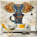 Boho blue and gold elephant mandala tapestry bedroom wall decor