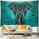 Boho blue and gold elephant mandala tapestry bedroom wall decor