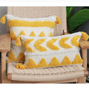 Boho chenille tufted pillow case cream & mustard living room decor