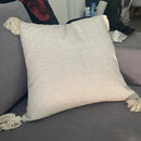 Boho chenille tufted pillow case cream & mustard living room decor
