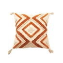 Boho chenille tufted pillow case cream & mustard living room decor