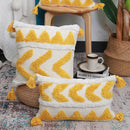 Boho chenille tufted pillow case cream & mustard living room decor