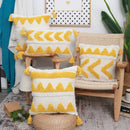 Boho chenille tufted pillow case cream & mustard living room decor