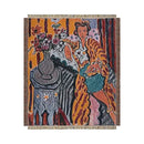 Boho chic throw blanket orange & blue leopard print living room