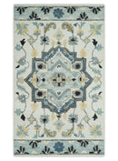 Hand Tufted Blue, Camel and Ivory Medallion Design Wool Area Rug
