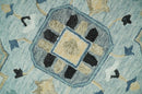 Hand Tufted Blue, Camel and Ivory Medallion Design Wool Area Rug