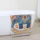 Boho cotton gauze bath towel beige & blue paisley bathroom wrap