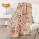 Boho cotton gauze bath towel beige & blue paisley bathroom wrap