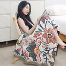 Boho cotton gauze bath towel beige & blue paisley bathroom wrap